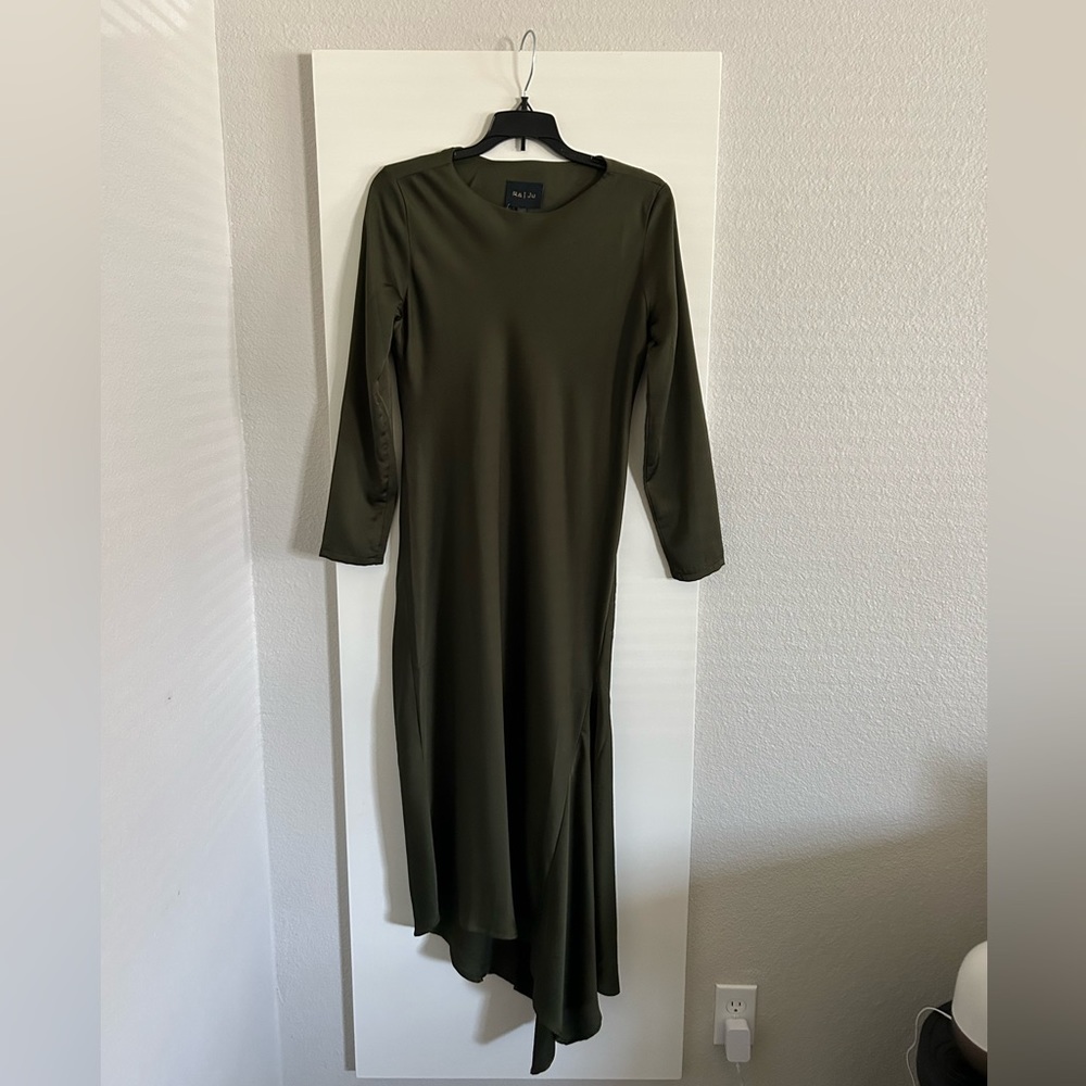 RaJu olive green asymmetrical maxi dress